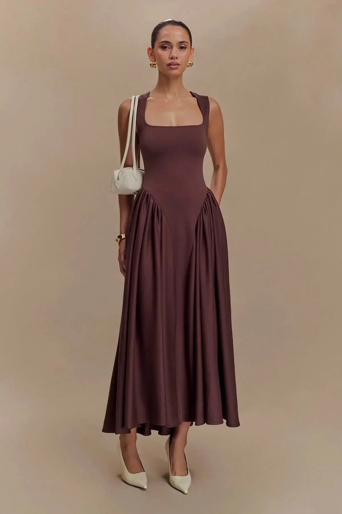 Elysian™ | Cacao Midi Dress Claxoria