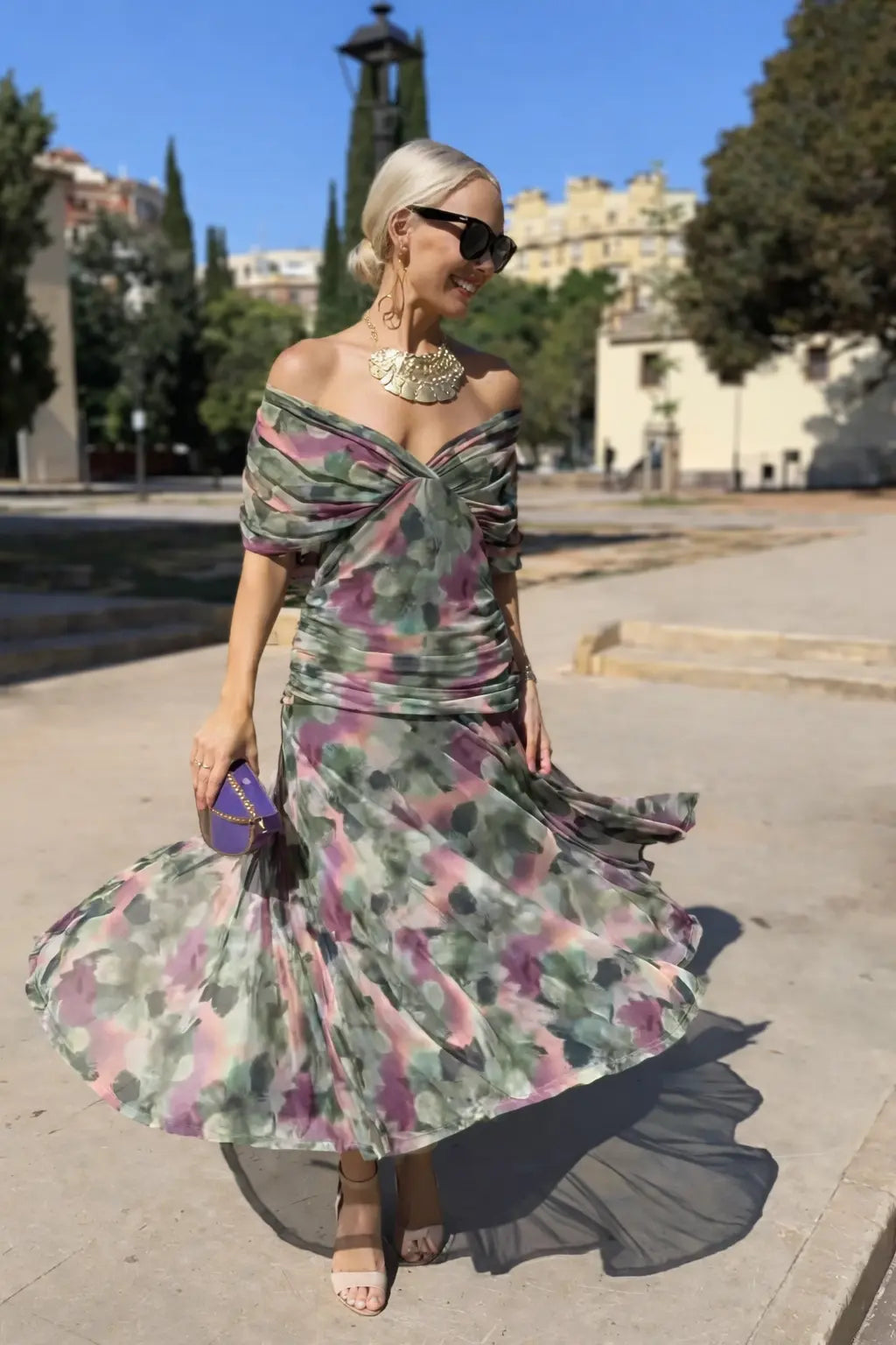 Ophelia™ | Bloom Off-Shoulder Midi Dress Claxoria