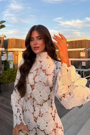 Eirene™ | Shell-Lace Mini Dress Claxoria