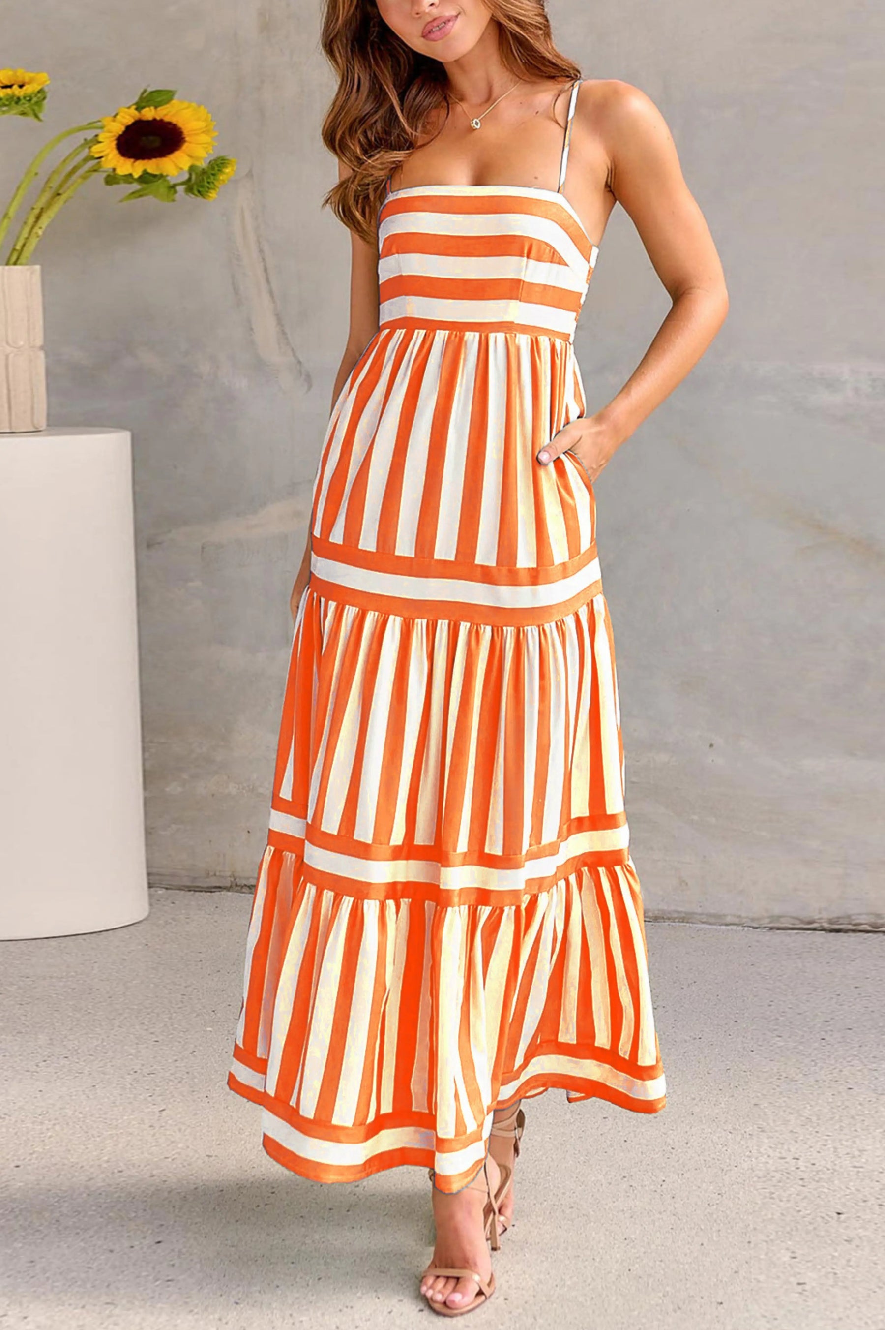 Charlotte™ | Stripped Maxi Dress Claxoria