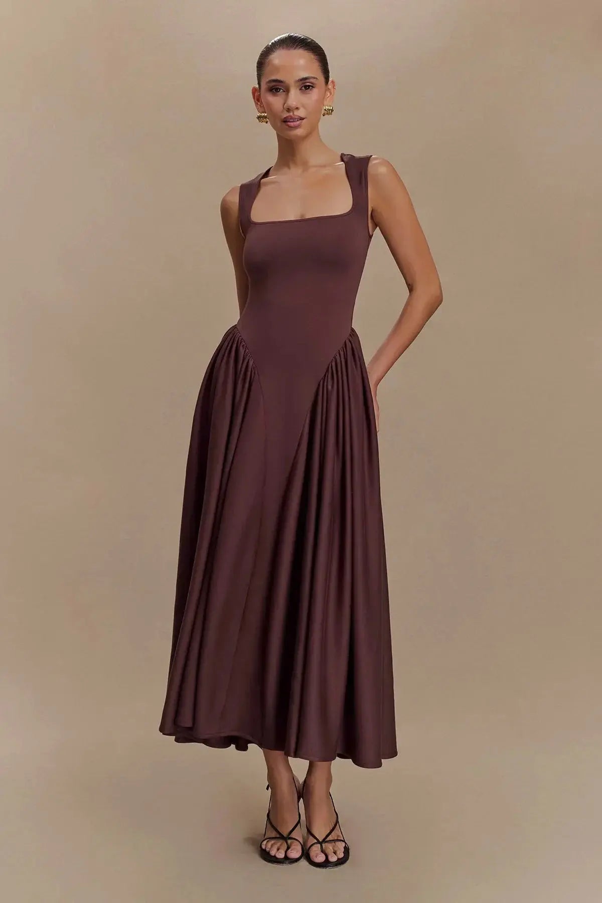 Elysian™ | Cacao Midi Dress Claxoria