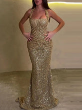 Fashion Sequin Halter Neck Party Maxi Dress Claxoria