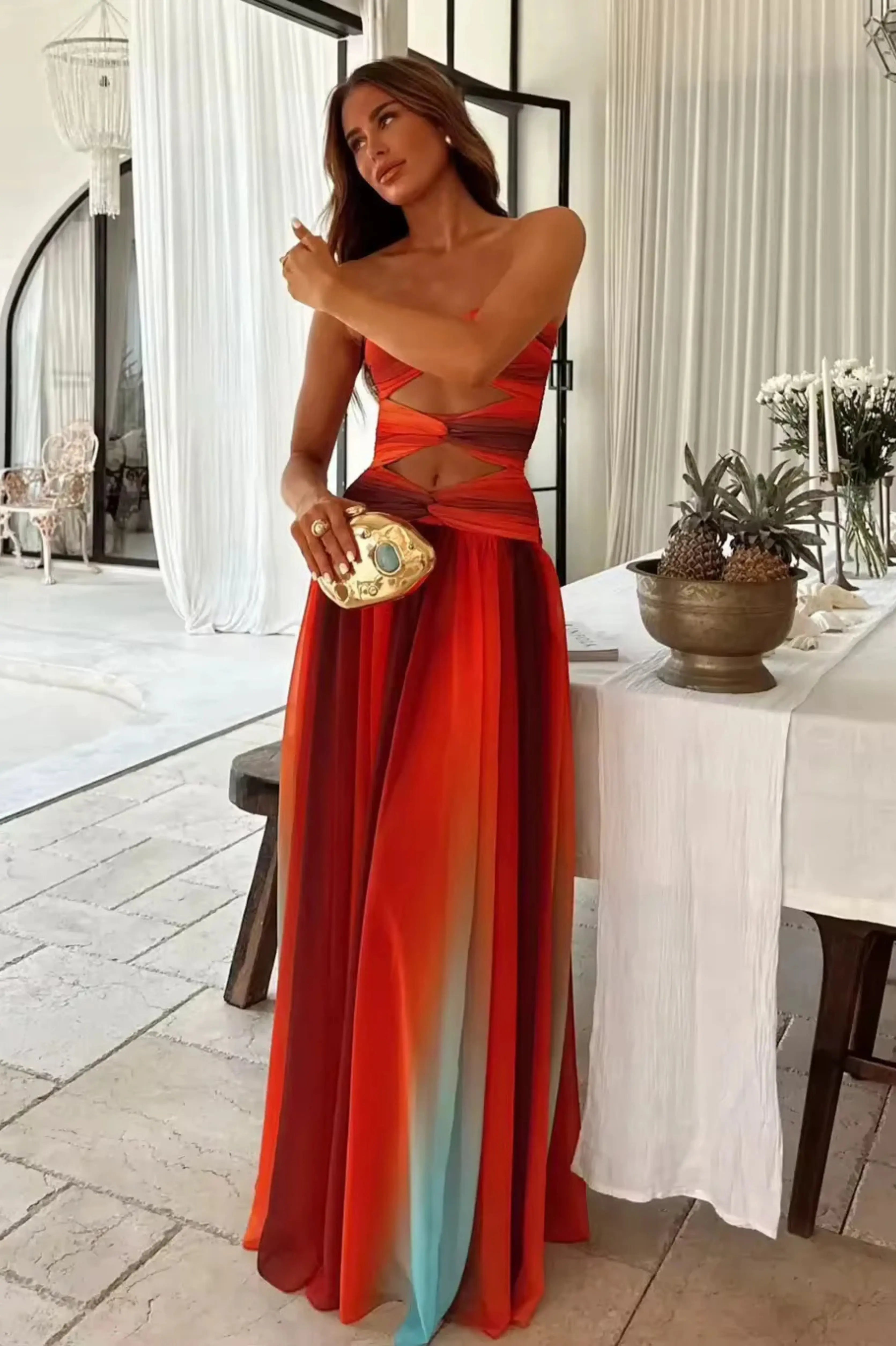 Florence™ | Sunset Cutout Maxi Dress Claxoria