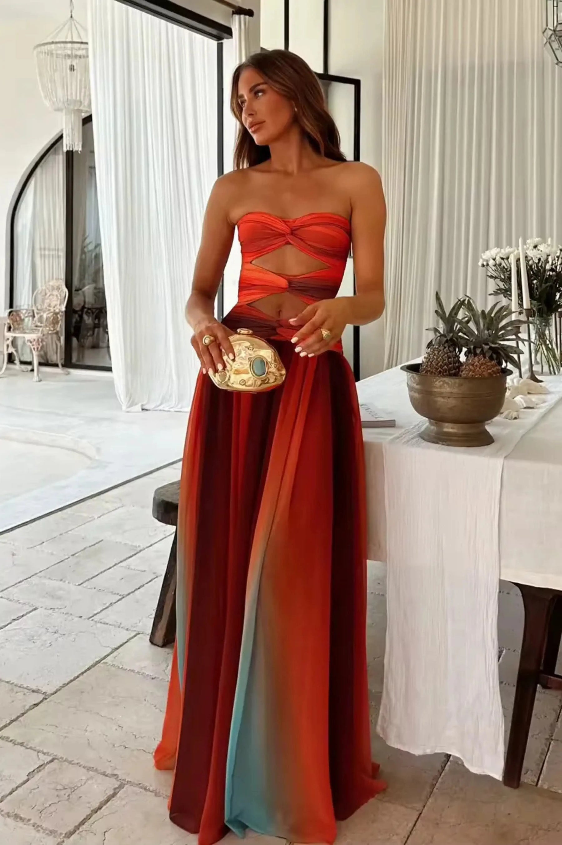 Florence™ | Sunset Cutout Maxi Dress Claxoria