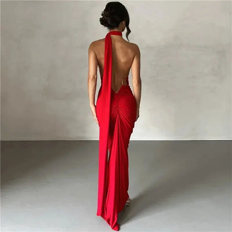 Isadora™ | Elegant Backless Dress Claxoria