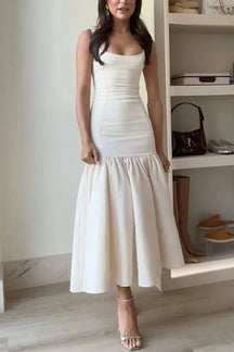 Lucienne™ | Ruffle Bodycon Midi Dress Claxoria