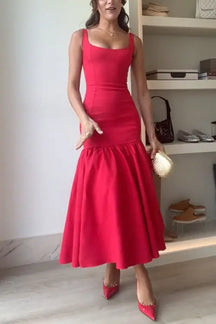 Lucienne™ | Ruffle Bodycon Midi Dress Claxoria