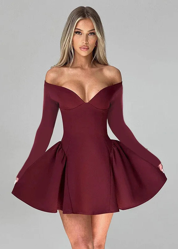Veloura™ | Sculpted Off-Shoulder Mini Dress Claxoria