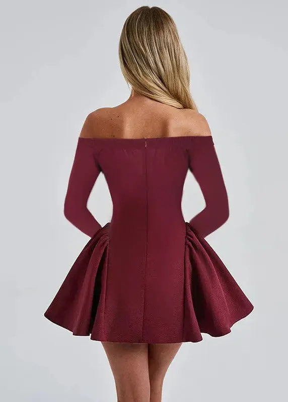 Veloura™ | Sculpted Off-Shoulder Mini Dress Claxoria