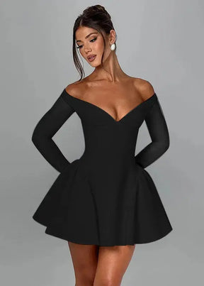 Veloura™ | Sculpted Off-Shoulder Mini Dress Claxoria