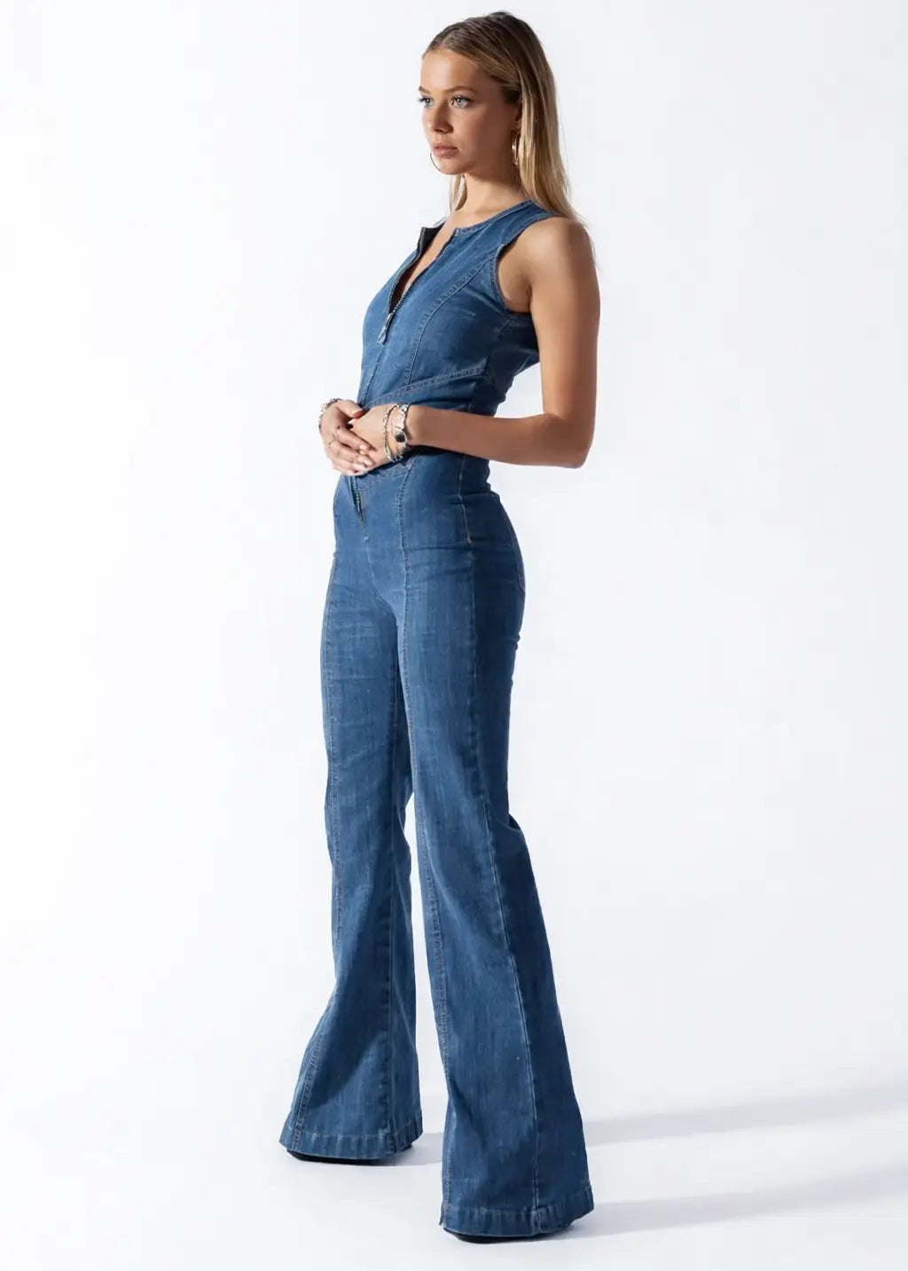 Virelle™ | Heartline Denim Jumpsuit Claxoria