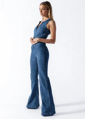 Virelle™ | Heartline Denim Jumpsuit Claxoria